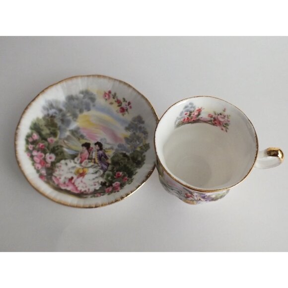 RARE Paragon Teacup and Saucer Marlborough Courting Couple Made in England   - Picture 16 of 16